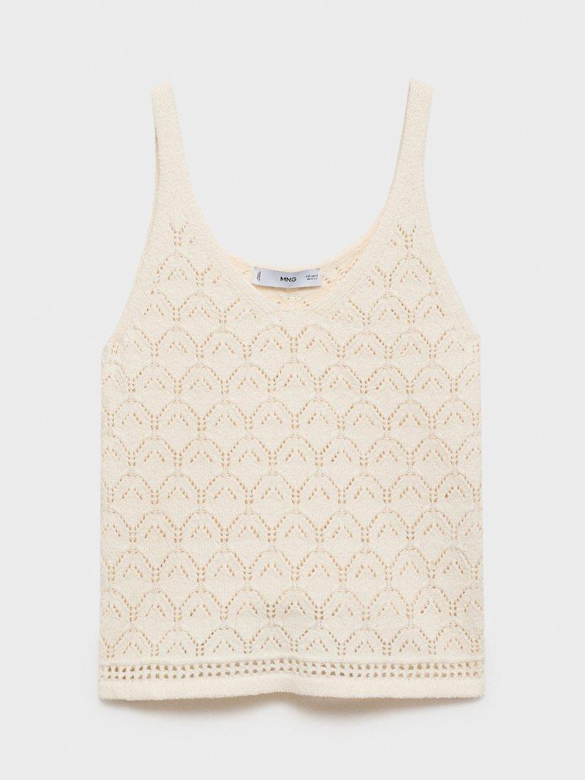 Product image 3 of 9, which shows Mango Sito Crochet Top, Light Beige, XXXL