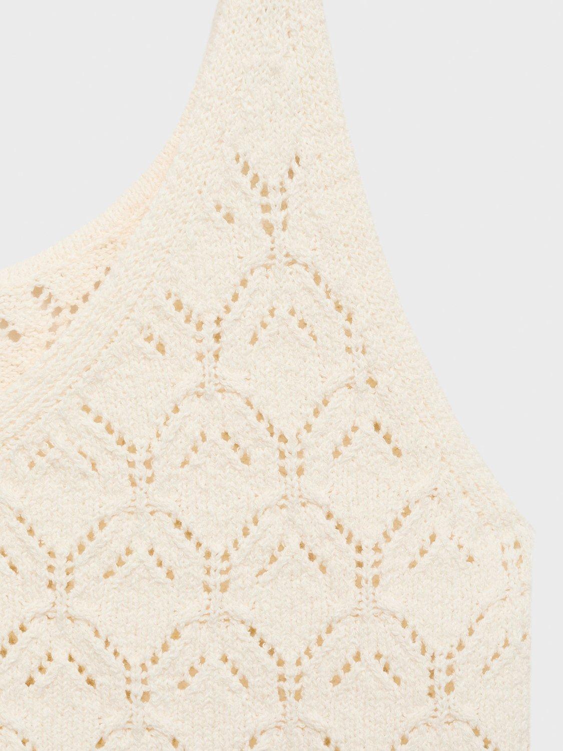 Product image 9 of 9, which shows Mango Sito Crochet Top, Light Beige, XXXL