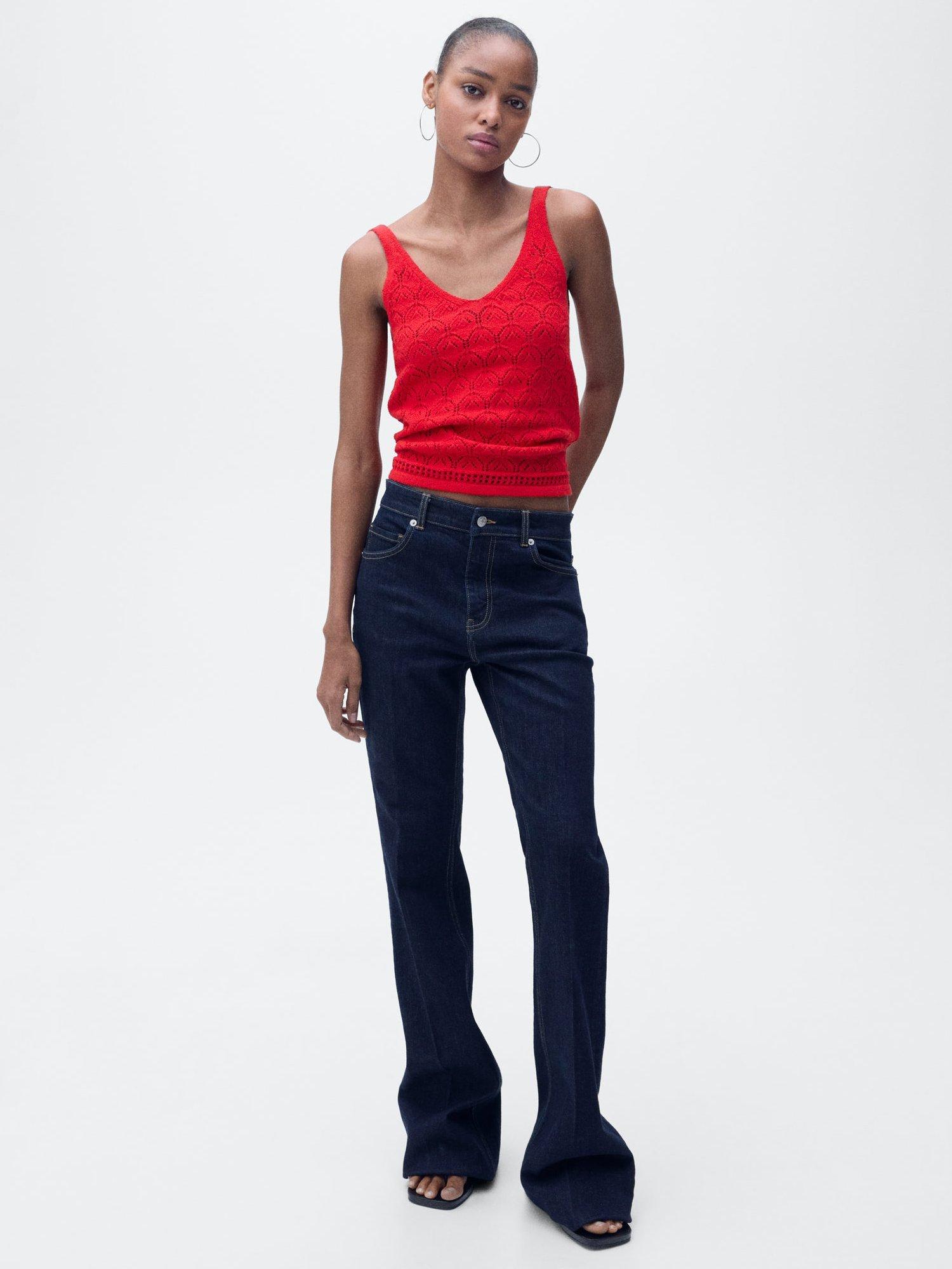 Mango Sito Cotton Blend Sleeveless Top, Red
