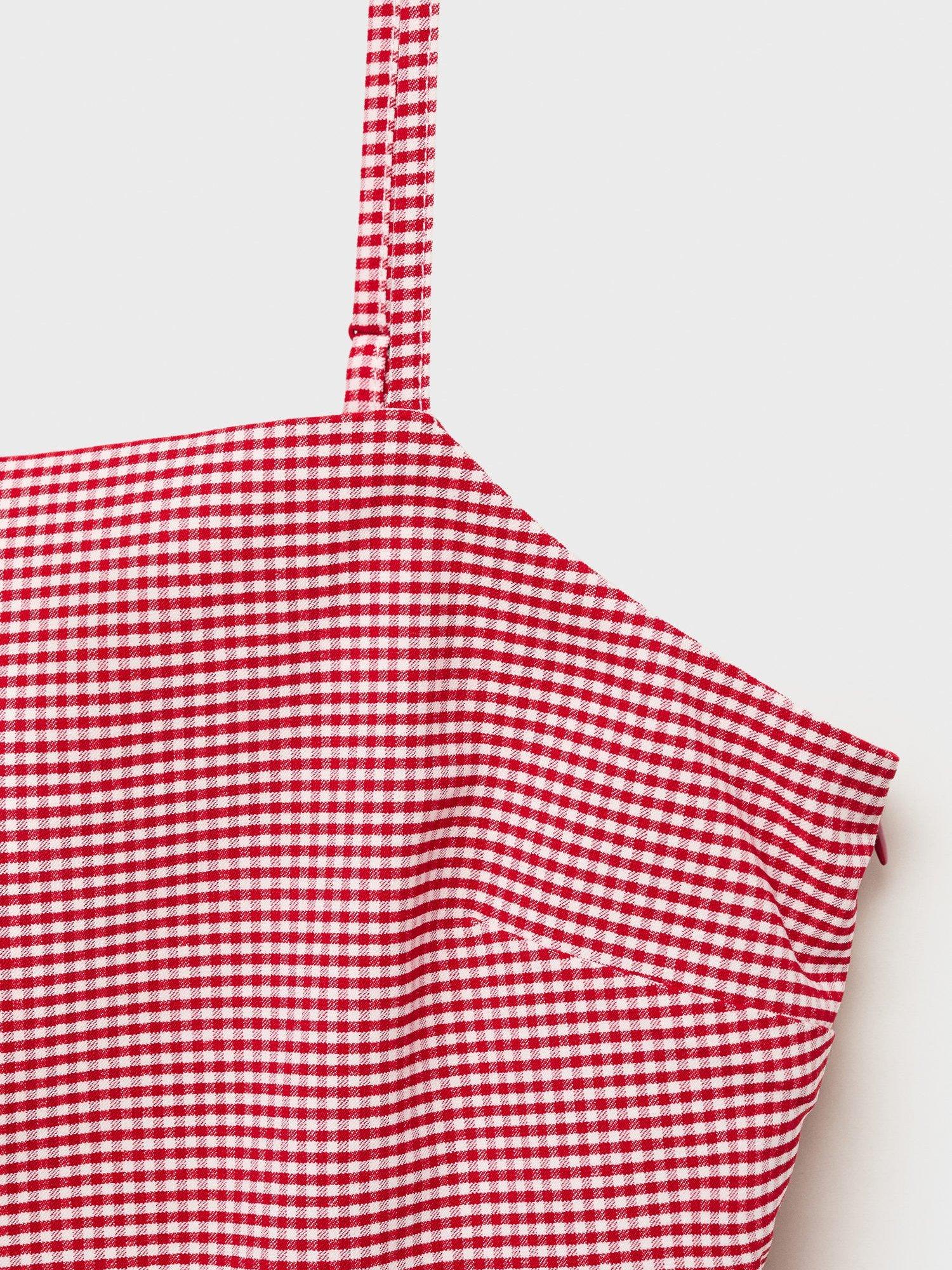 Product image 8 of 8, which shows Mango Vicky Gingham Bubble Peplum Top, Red, XS