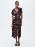 Mango Gem Floral Midi Tea Dress, Black