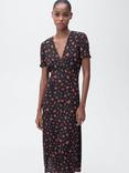 Mango Gem Floral Midi Tea Dress, Black