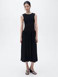 Mango Maya Sleeveless Fit and Flare Midi Dress, Black
