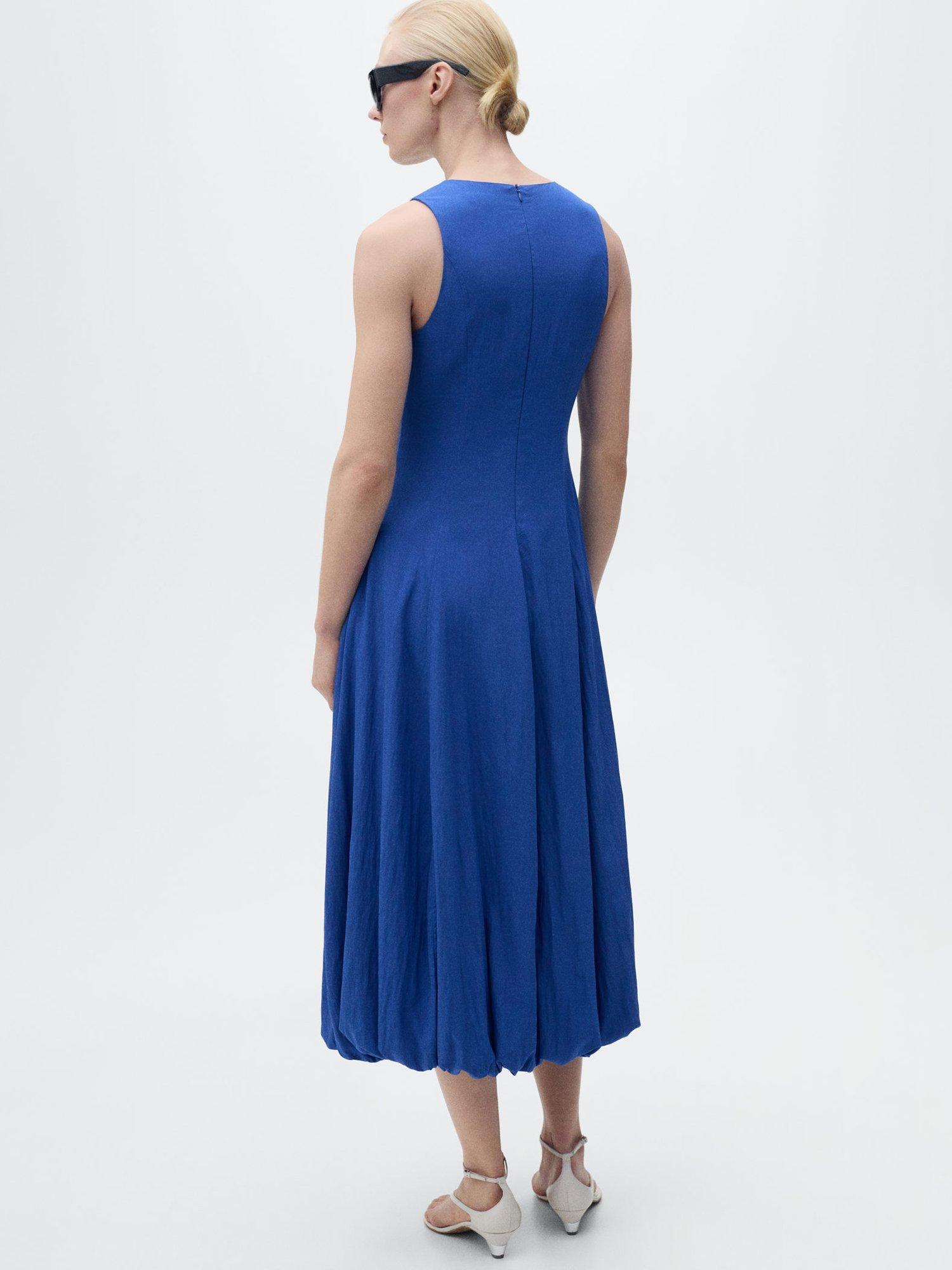 Product image 4 of 8, which shows Mango Pumpkin A-Line Sleeveless Midi Dress, Medium Blue, 6