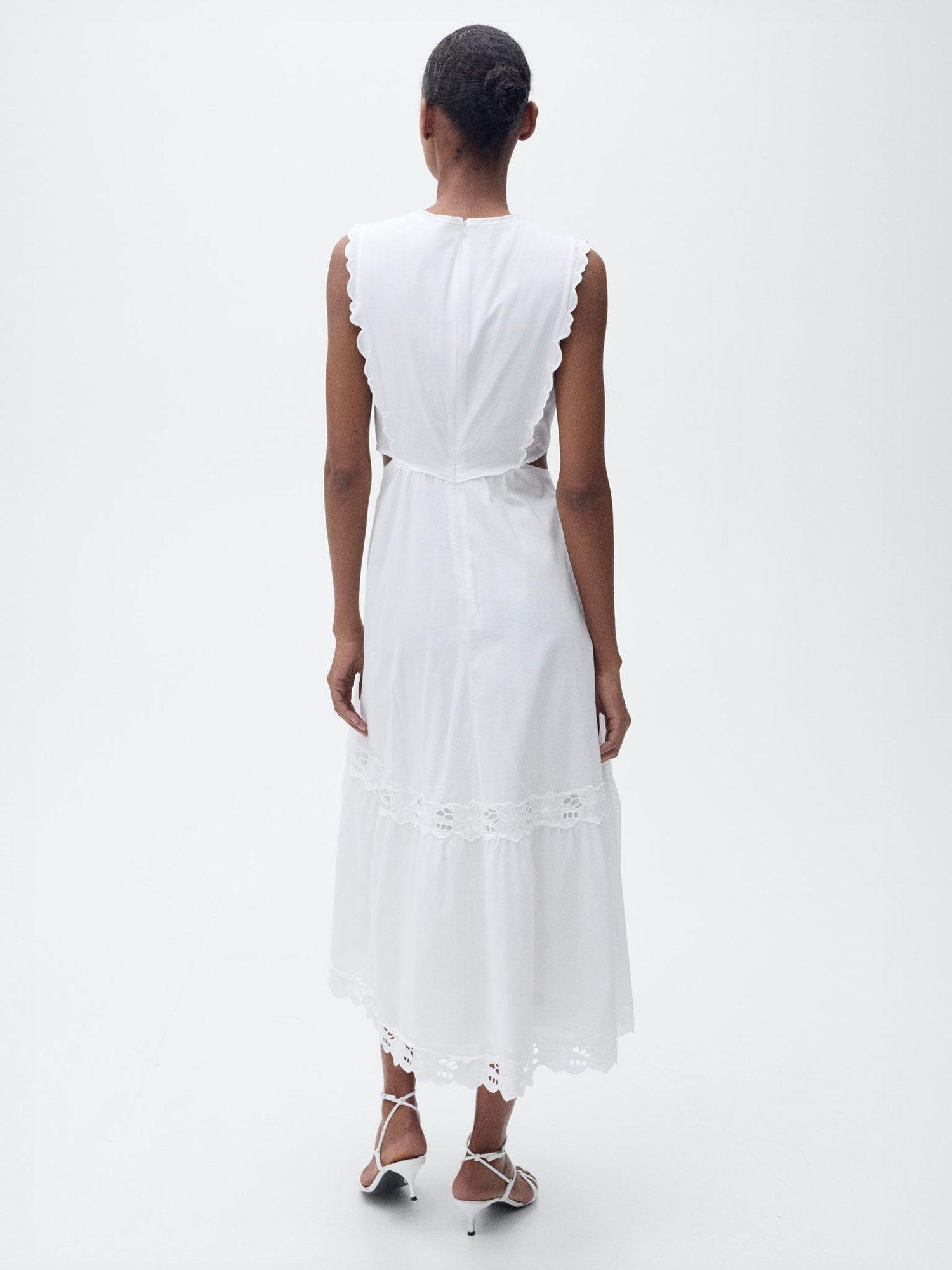 Product image 4 of 7, which shows Mango Ocean Broderie Anglaise Cut Out Midi Dress, White, 8