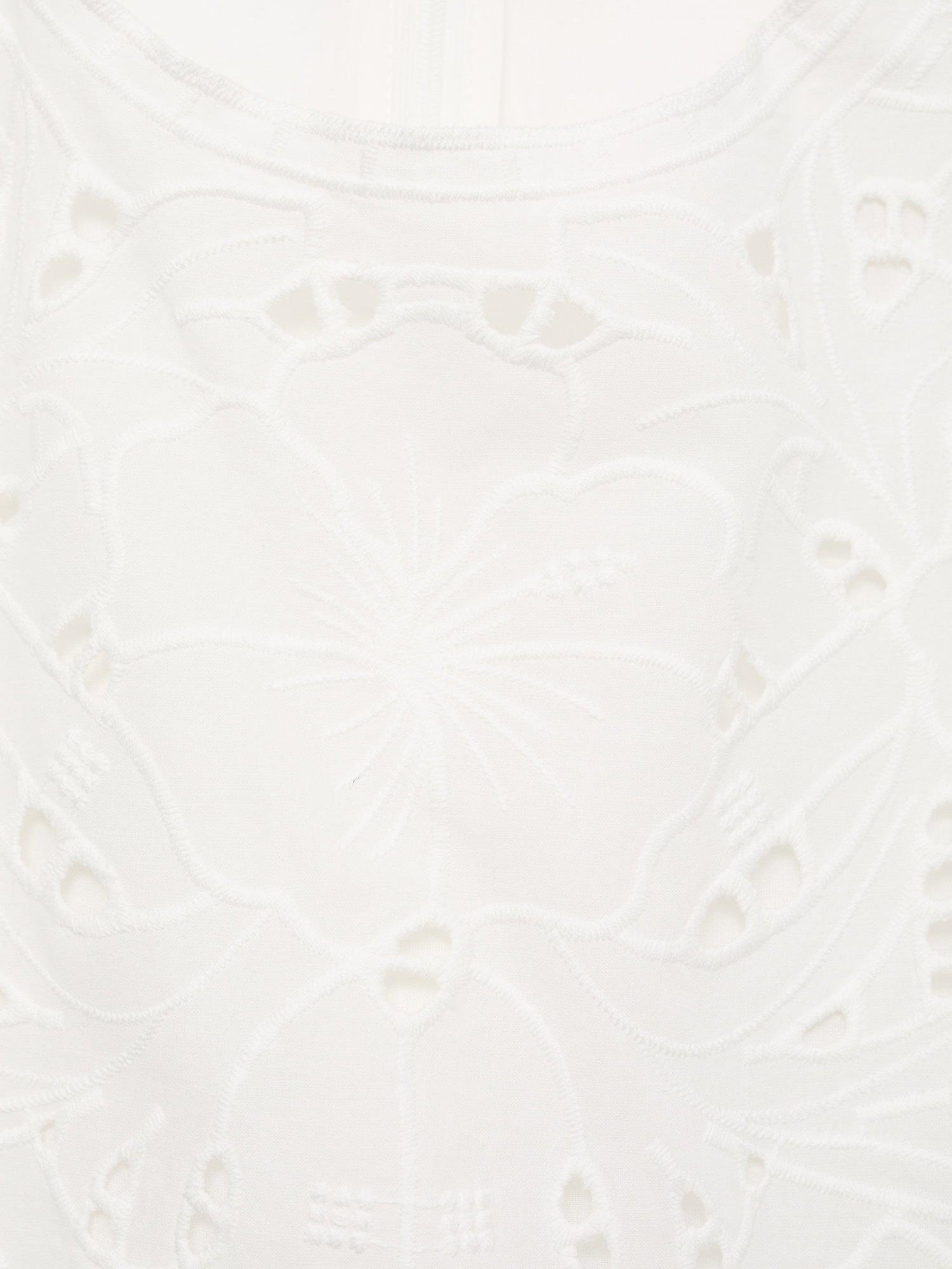 Product image 7 of 7, which shows Mango Ocean Broderie Anglaise Cut Out Midi Dress, White, 8