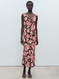 Mango Winner Open Back Floral Dress, Brown/Multi