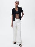 Mango Olas Textured Short Sleeve Shirt, Black