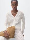 Mango Sito Cardigan, Light Beige