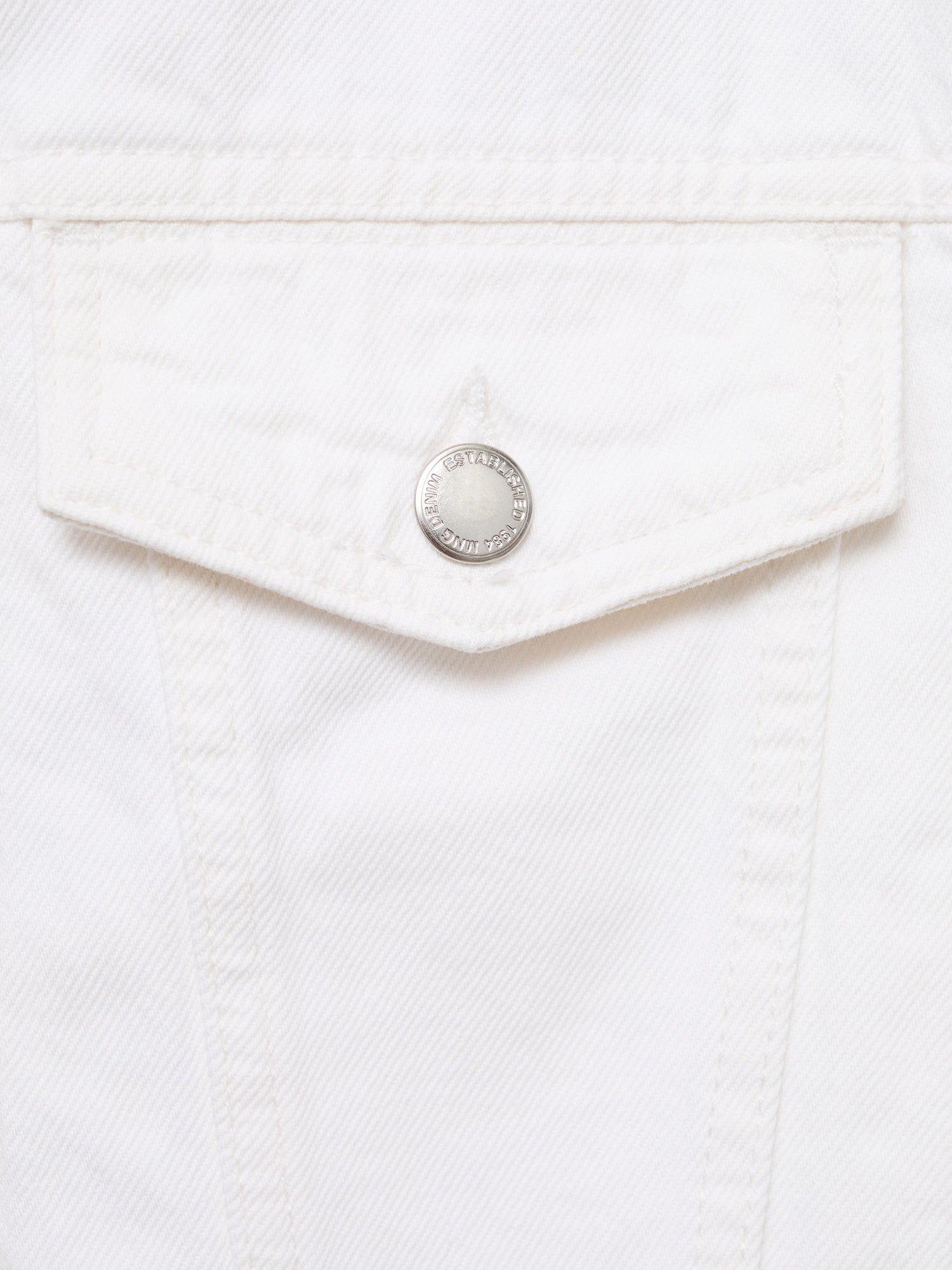 Product image 5 of 7, which shows Mango Julie Collarless Denim Jacket, White, L