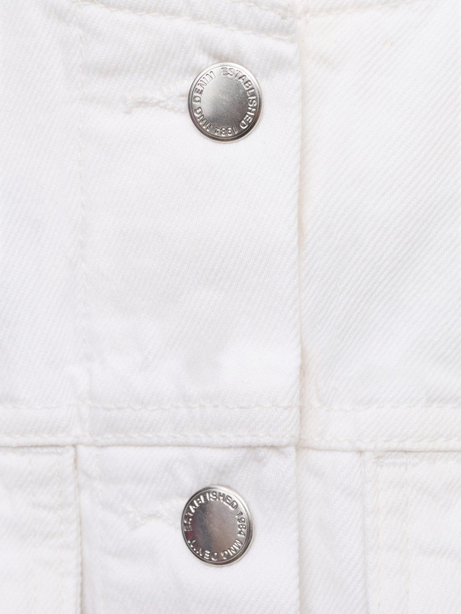 Product image 7 of 7, which shows Mango Julie Collarless Denim Jacket, White, L