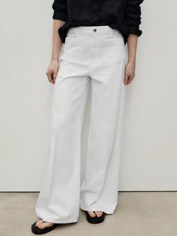 Mango Emma Wide Leg Jeans, White, White
