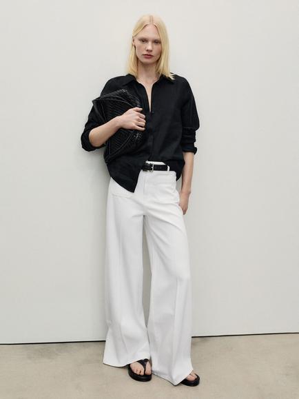 Mango Emma Wide Leg Jeans, White - view 2, White