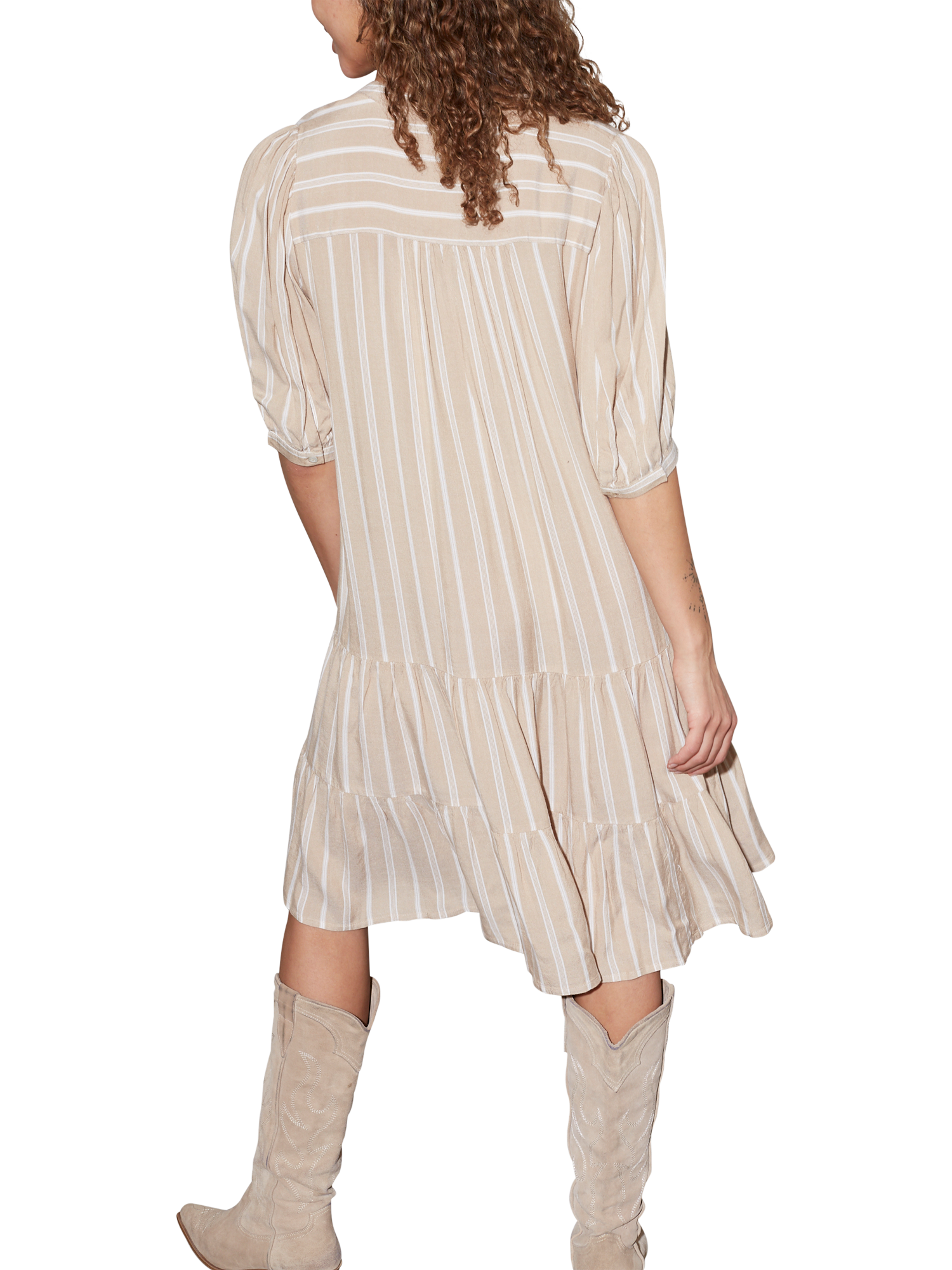 Product image 2 of 4, which shows Sisters Point Ibon Stripe Tiered Dress, Natural/Multi, XS