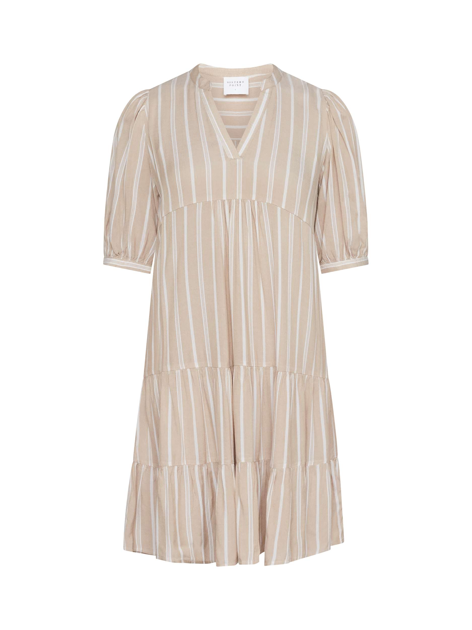 Product image 3 of 4, which shows Sisters Point Ibon Stripe Tiered Dress, Natural/Multi, XS