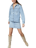 Sisters Point Odia Denim Top & Skirt Set, Mid Blue
