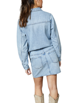 Sisters Point Odia Denim Top & Skirt Set, Mid Blue - view 2, Mid Blue