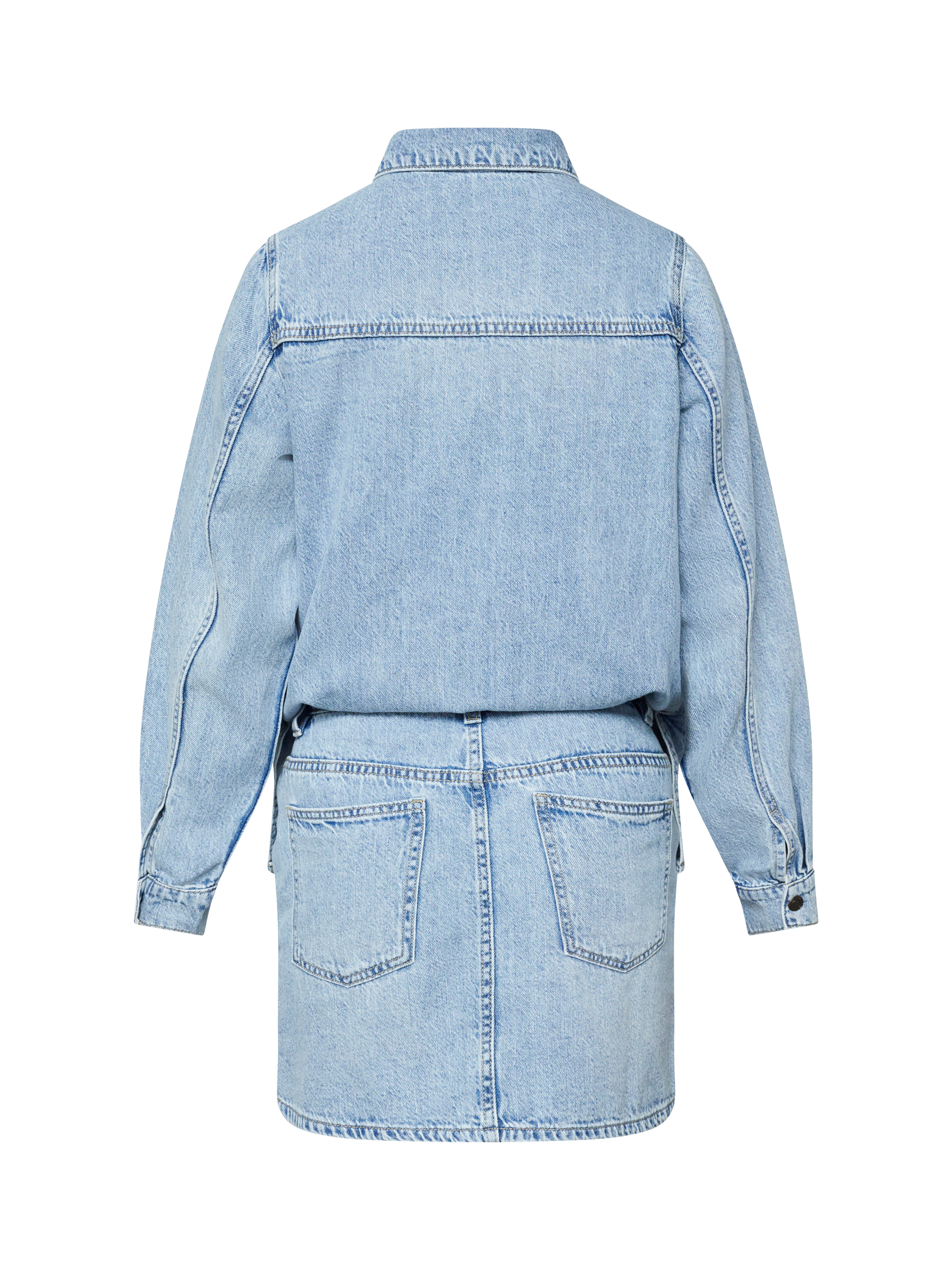 Product image 4 of 4, which shows Sisters Point Odia Denim Top & Skirt Set, Mid Blue, S