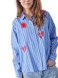 Sisters Point Ibisa Stripe Embroidered Floral Shirt, Blue/Multi