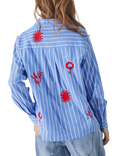 Sisters Point Ibisa Stripe Embroidered Floral Shirt, Blue/Multi