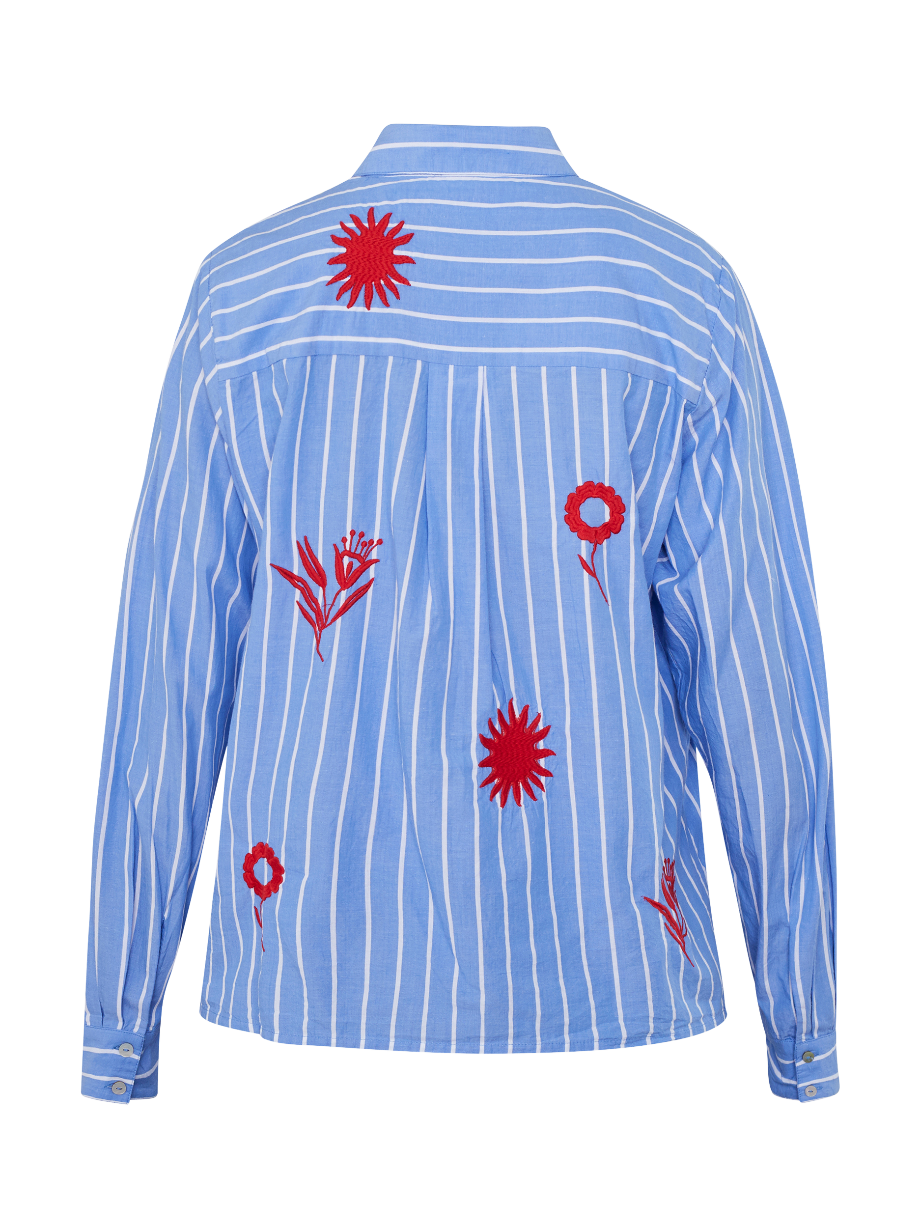 Product image 4 of 4, which shows Sisters Point Ibisa Stripe Embroidered Floral Shirt, Blue/Multi, XS