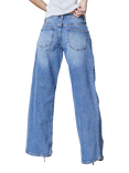 Sisters Point Onea Belted Wide Leg Jeans, Mid Blue