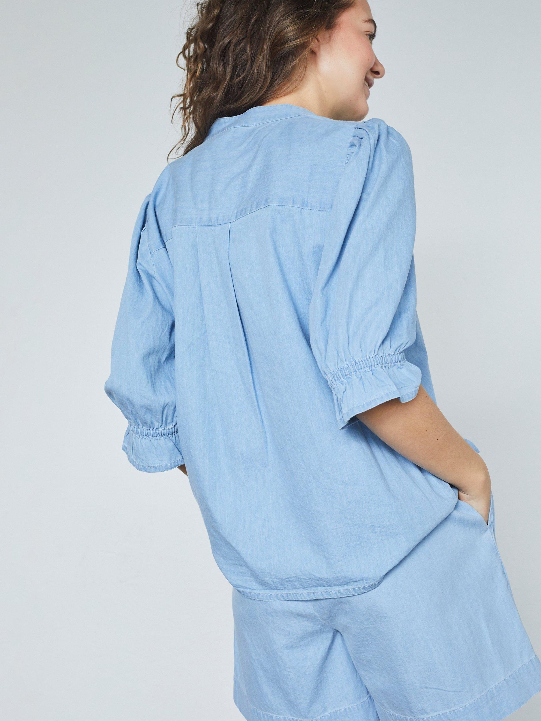 Product image 2 of 4, which shows Sisters Point Inusa V-Neck Top, Mid Blue, XS