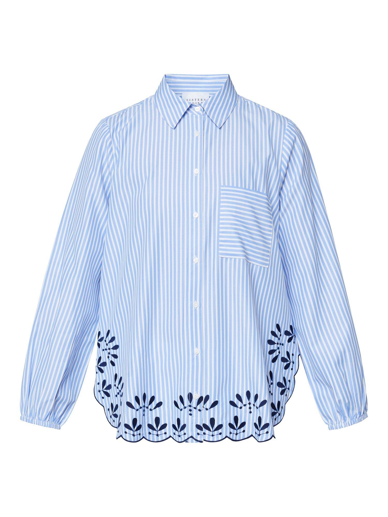 Product image 3 of 4, which shows Sisters Point Istea Embroidered Hem Stripe Shirt, Blue/Multi, S