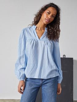 Sisters Point Venisa Ruffle Blouse, Mid Blue