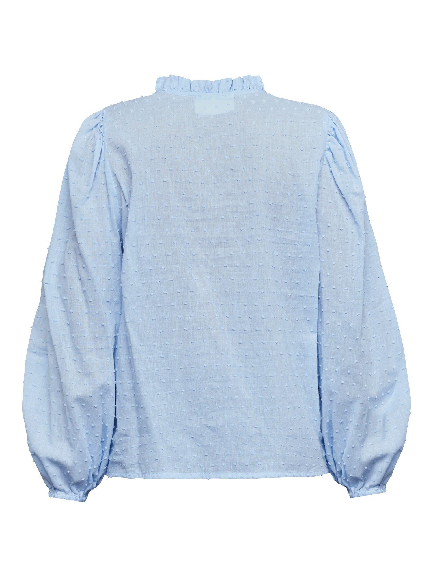 Product image 4 of 4, which shows Sisters Point Venisa Ruffle Blouse, Mid Blue, XS