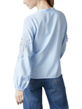 Sisters Point Viaba Lace Sleeve Shirt, Mid Blue
