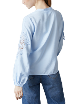 Sisters Point Viaba Lace Sleeve Shirt, Mid Blue - view 2, Mid Blue