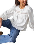 Sisters Point Vidar Embroidered Long Sleeve Top, White/Multi