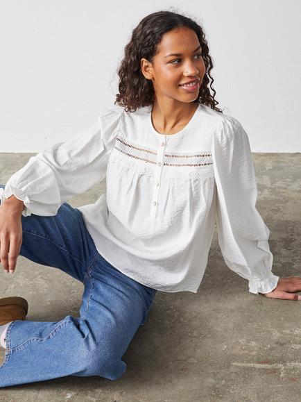 Sisters Point Vidar Embroidered Long Sleeve Top, White/Multi, White/Multi