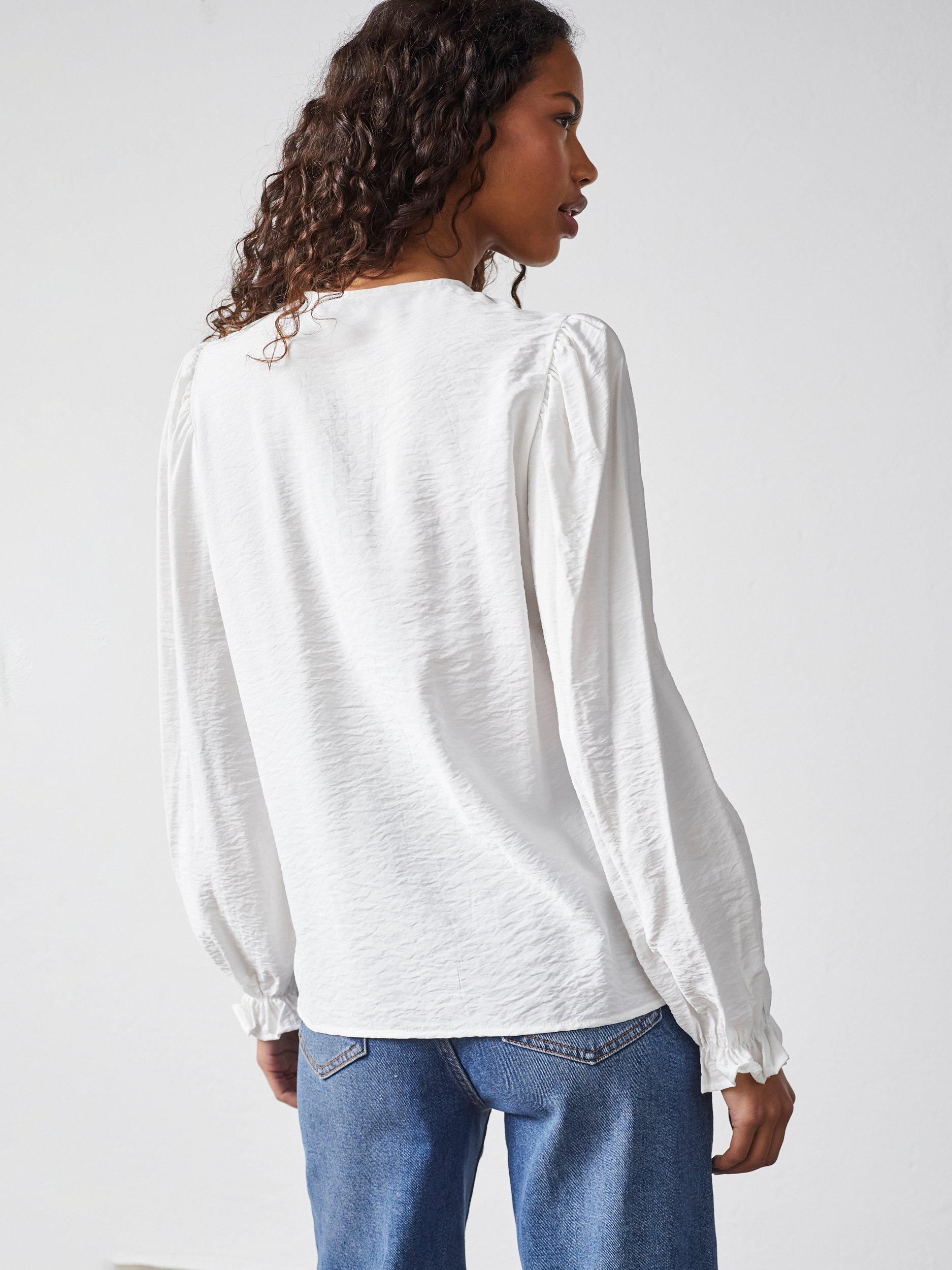 Product image 2 of 4, which shows Sisters Point Vidar Embroidered Long Sleeve Top, White/Multi, XS