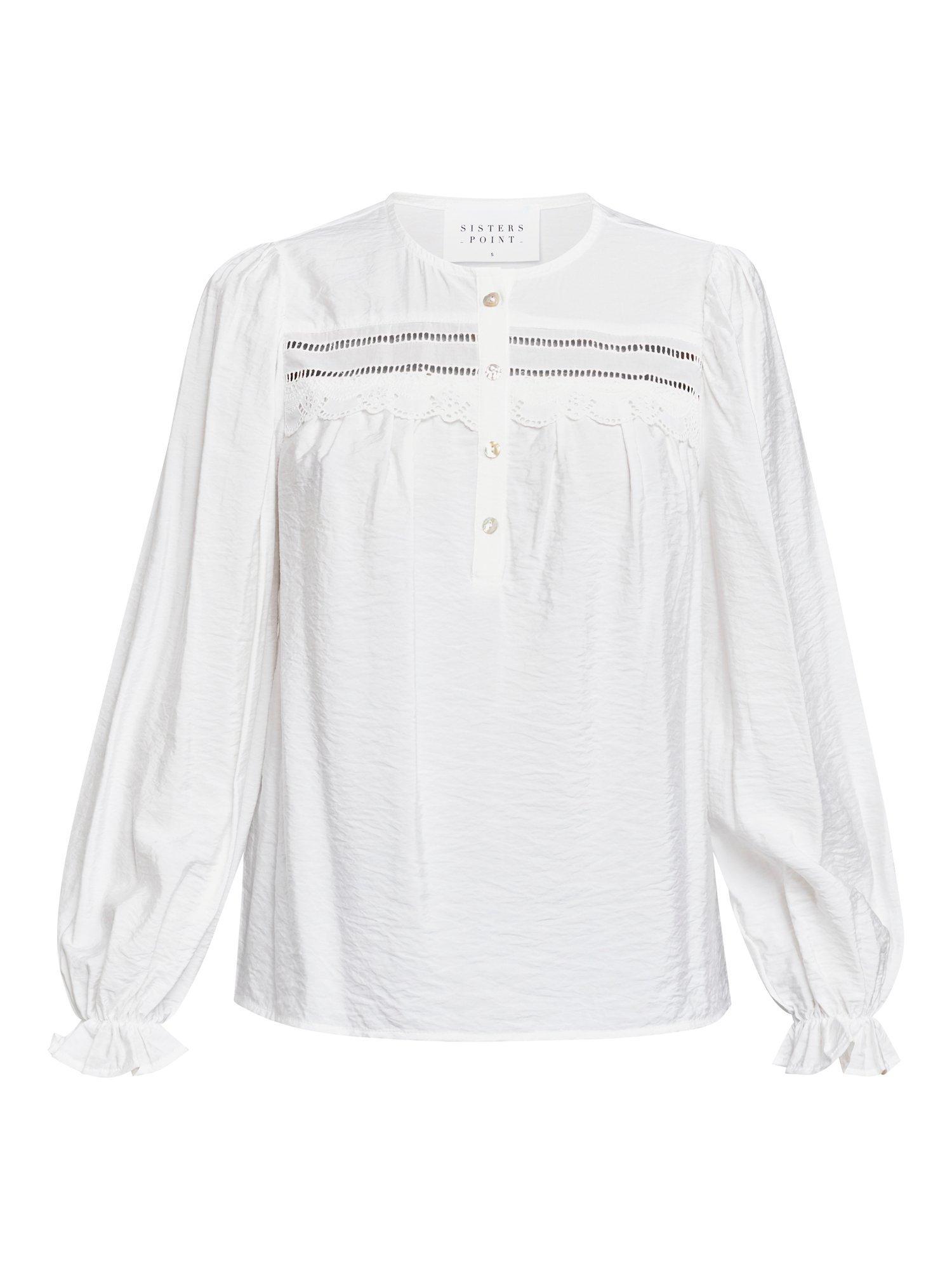 Product image 3 of 4, which shows Sisters Point Vidar Embroidered Long Sleeve Top, White/Multi, XS