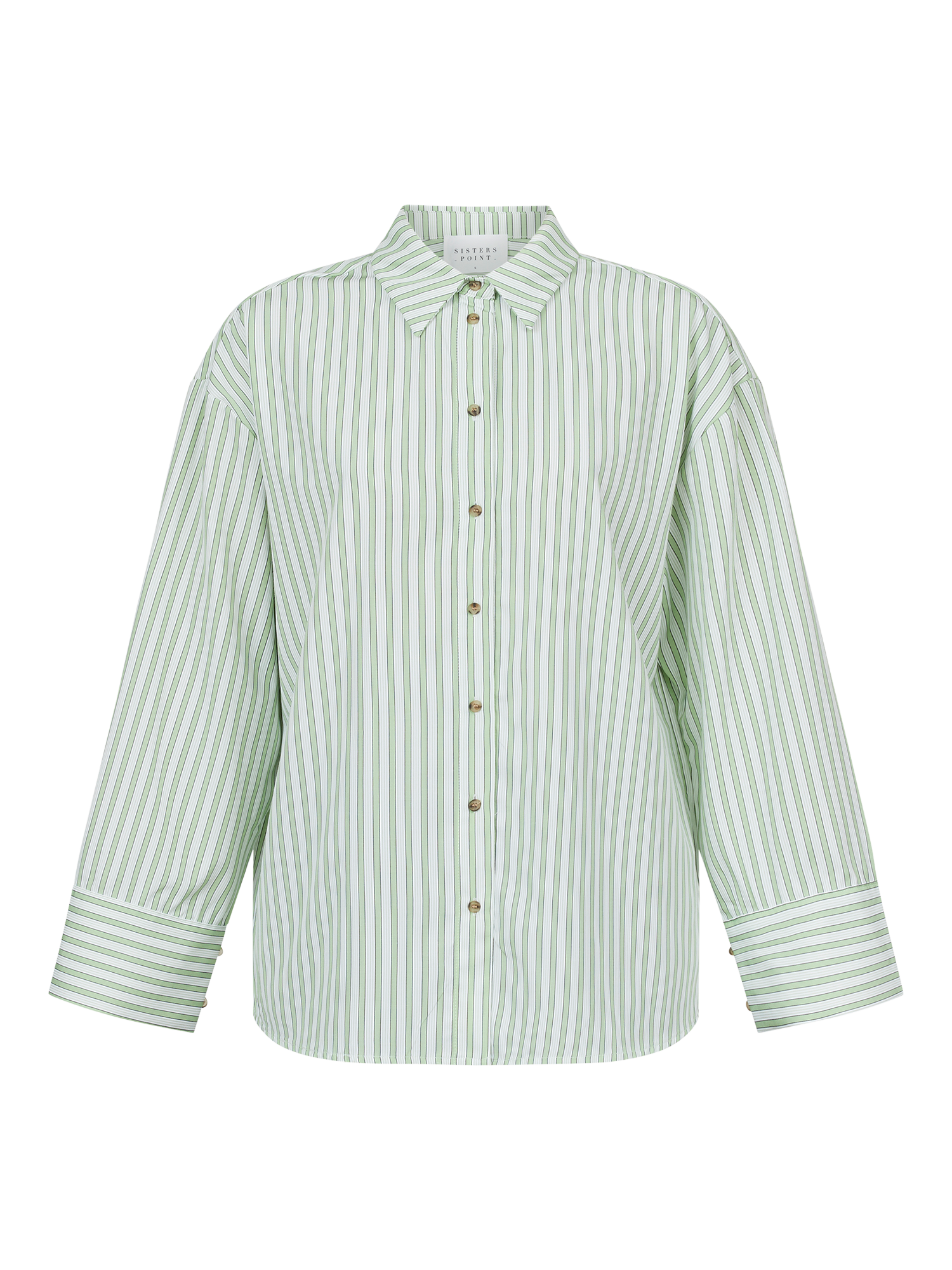 Product image 3 of 4, which shows Sisters Point Viska Stripe Long Sleeve Shirt, Green/Multi, XS