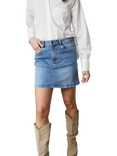 Sisters Point Onea Denim Mini Skirt, Mid Blue