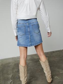 Sisters Point Onea Denim Mini Skirt, Mid Blue - view 2, Mid Blue