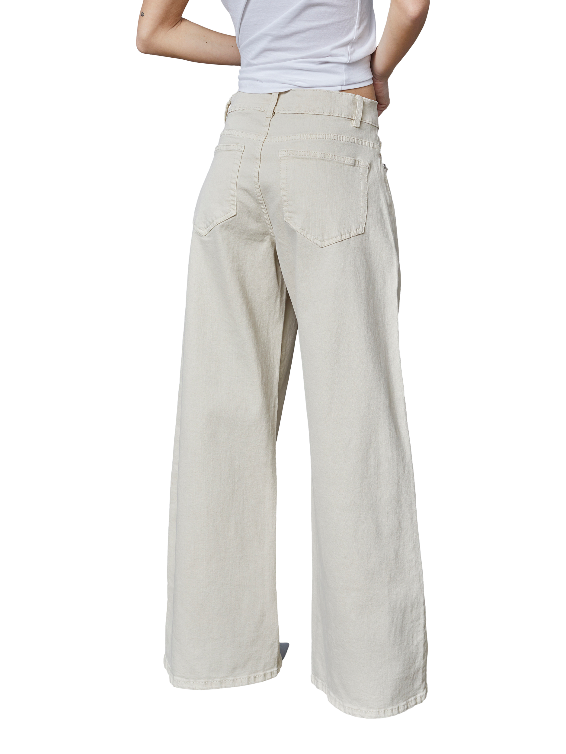 Product image 2 of 4, which shows Sisters Point Onar Wide Leg Chinos, Natural Cream, XS