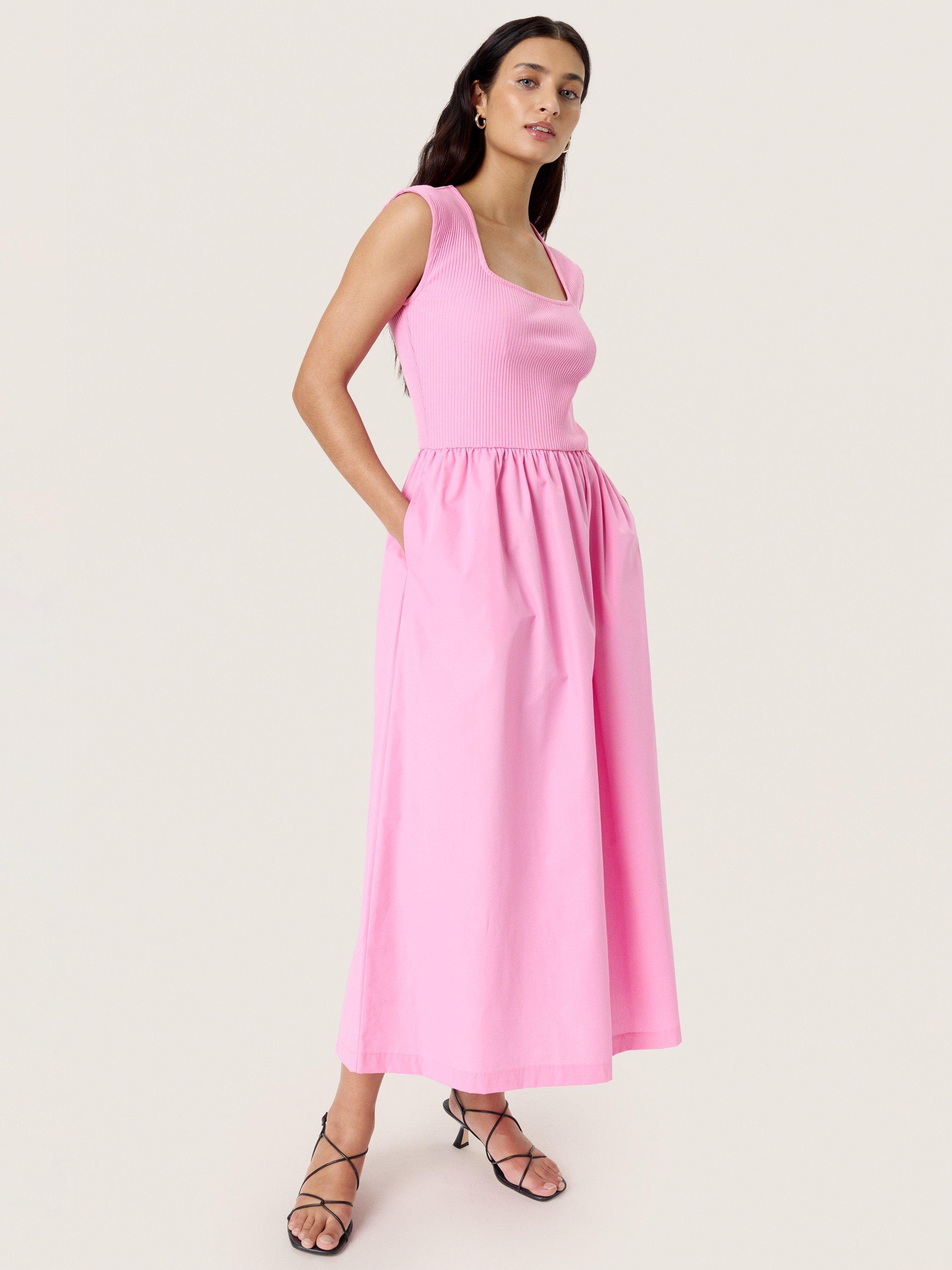 Product image 1 of 5, which shows Soaked In Luxury Simone Square Neck Dress, Rose Bloom, XL