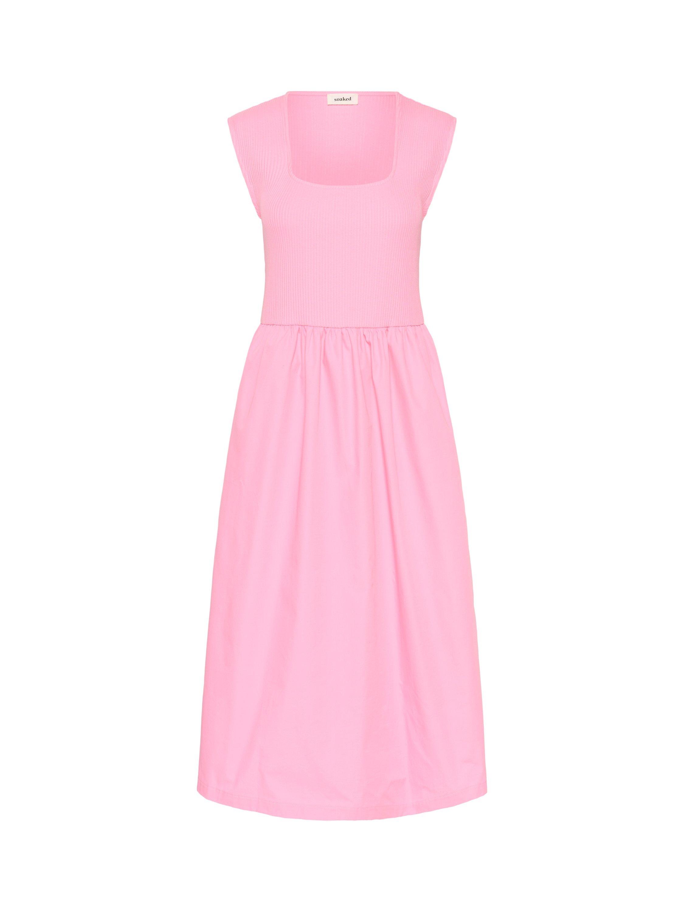 Product image 4 of 5, which shows Soaked In Luxury Simone Square Neck Dress, Rose Bloom, XL