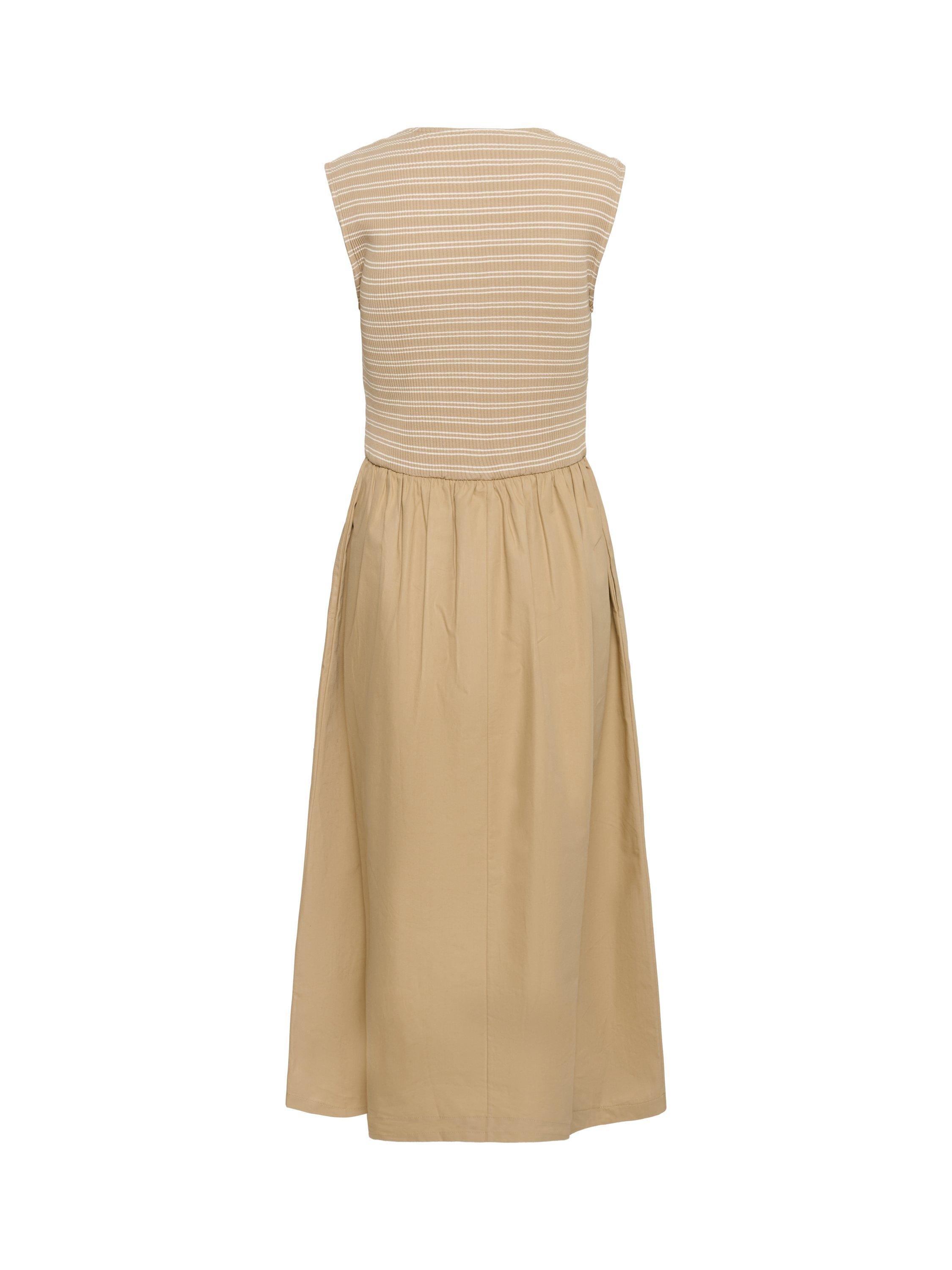 Product image 5 of 5, which shows Soaked In Luxury Simone Stripe Bodice Dress, Travertine, XS