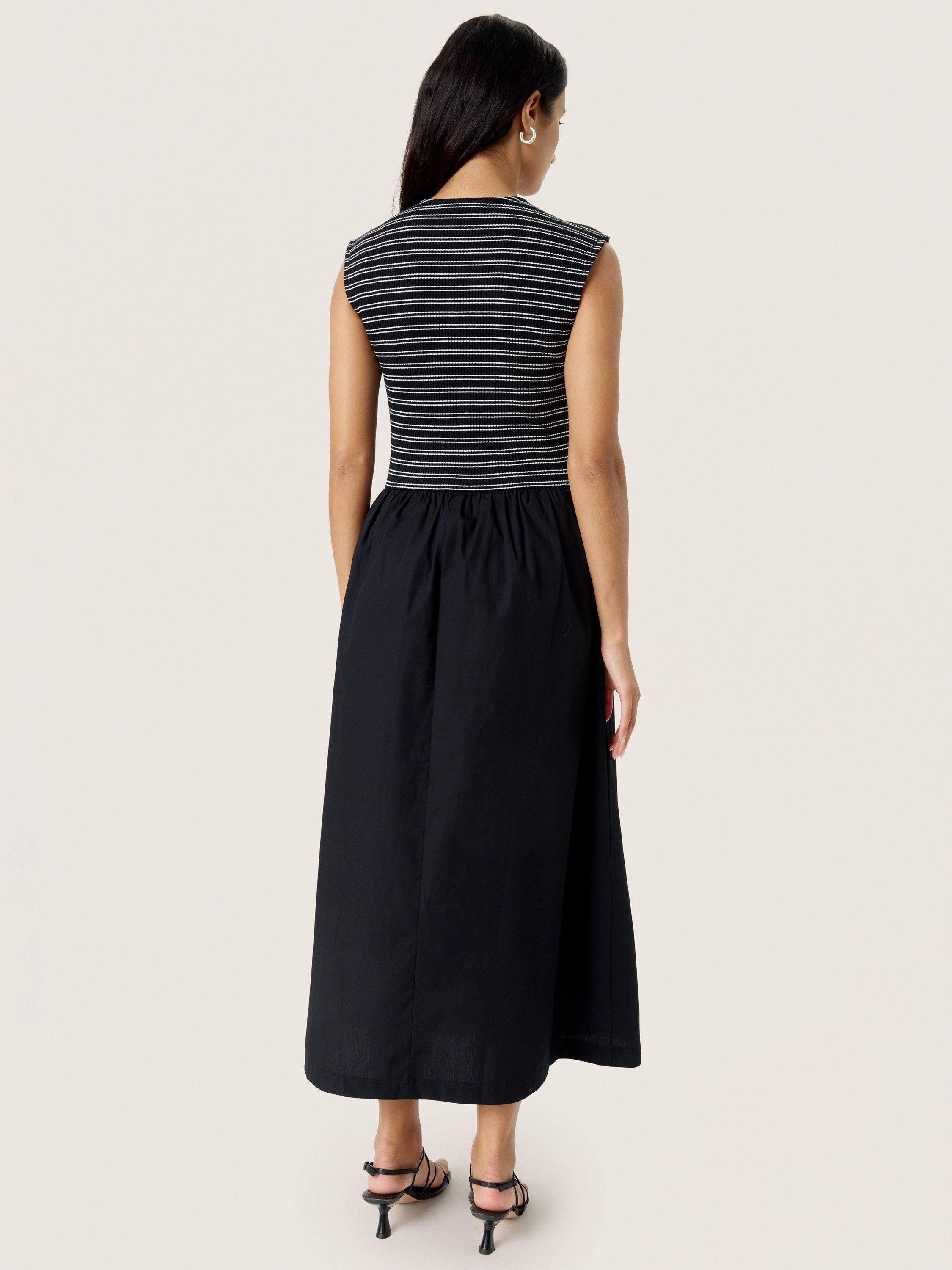 Product image 2 of 5, which shows Soaked In Luxury Simone Stripe Bodice Dress, Black, XS