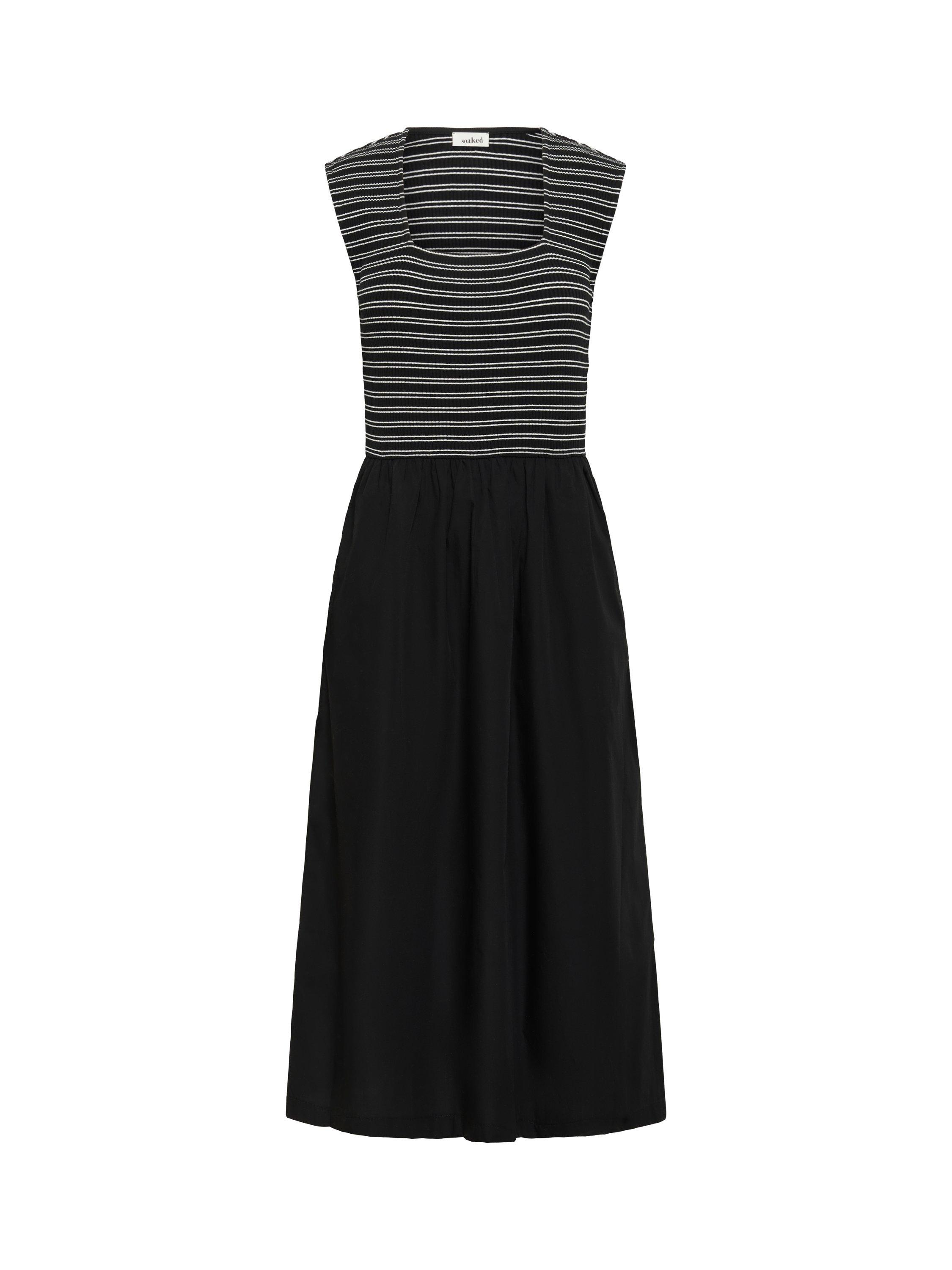 Product image 4 of 5, which shows Soaked In Luxury Simone Stripe Bodice Dress, Black, XS