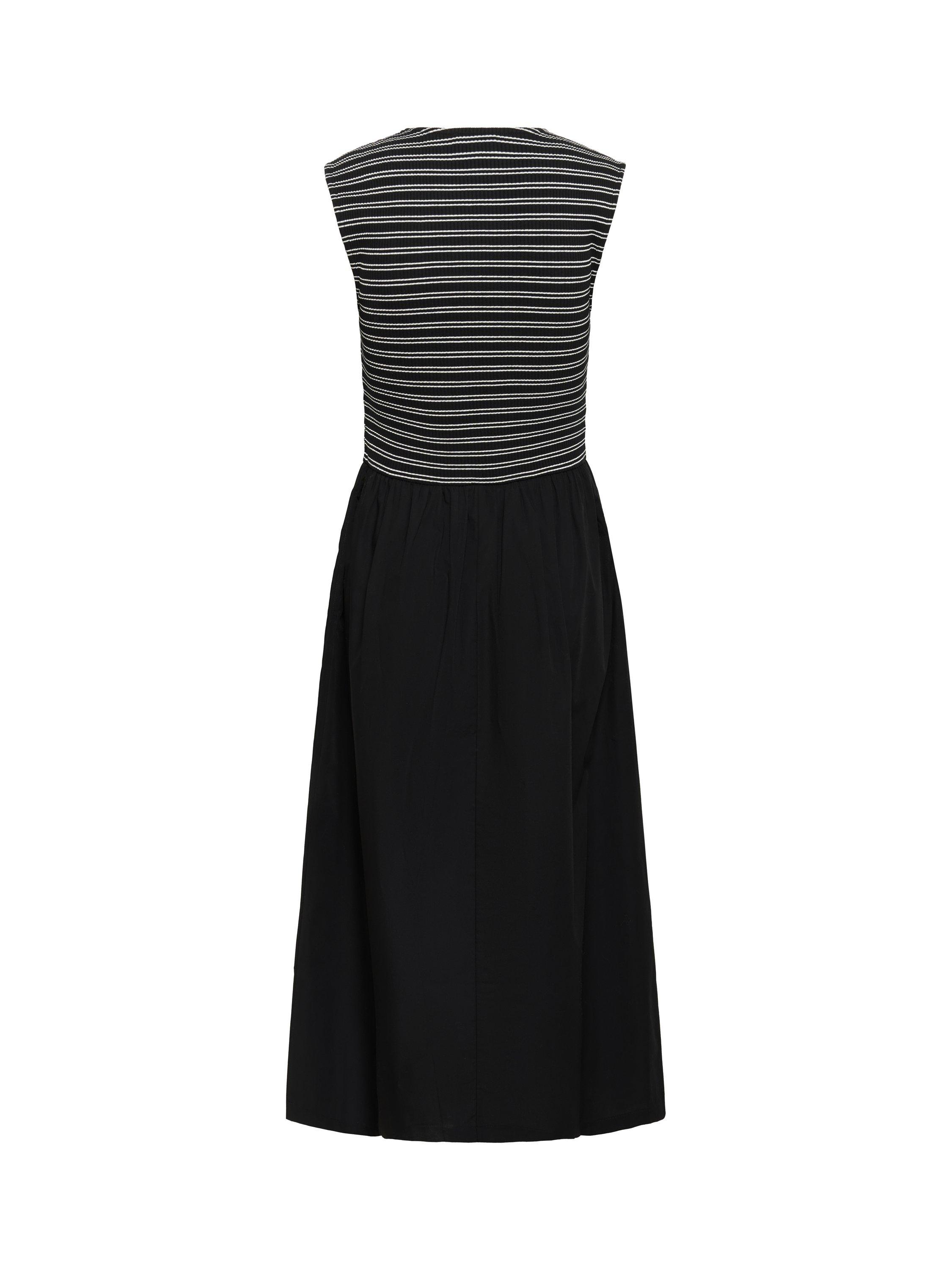 Product image 5 of 5, which shows Soaked In Luxury Simone Stripe Bodice Dress, Black, XS
