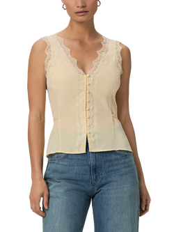 PAIGE Ancona Lace Trim SilkTank Top, Yellow, Yellow
