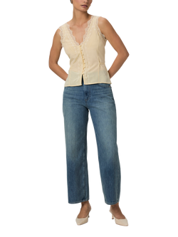 PAIGE Ancona Lace Trim SilkTank Top, Yellow - view 2, Yellow