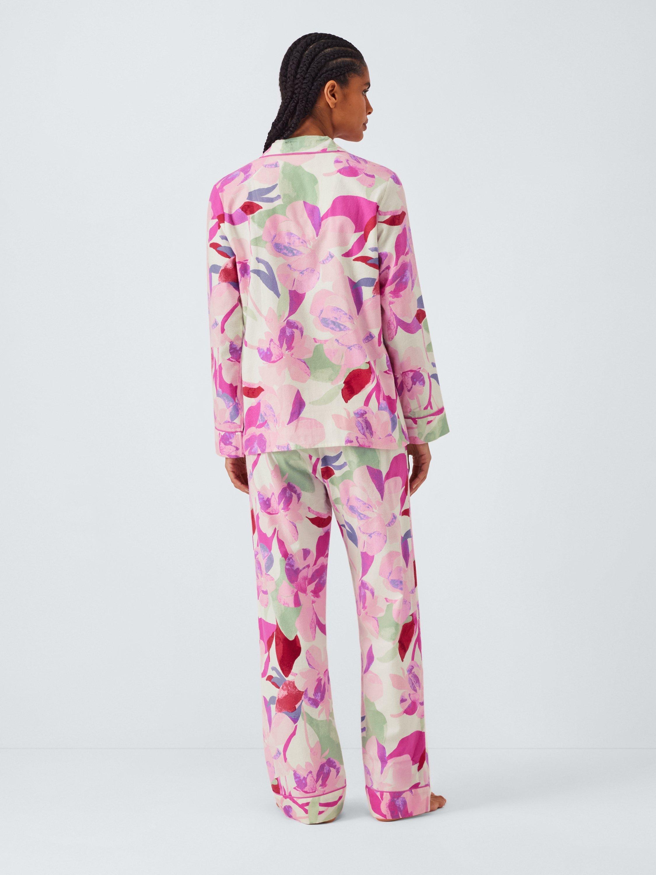 Product image 2 of 6, which shows John Lewis Floral Button Through Long Pyjama Set, Pink, 8