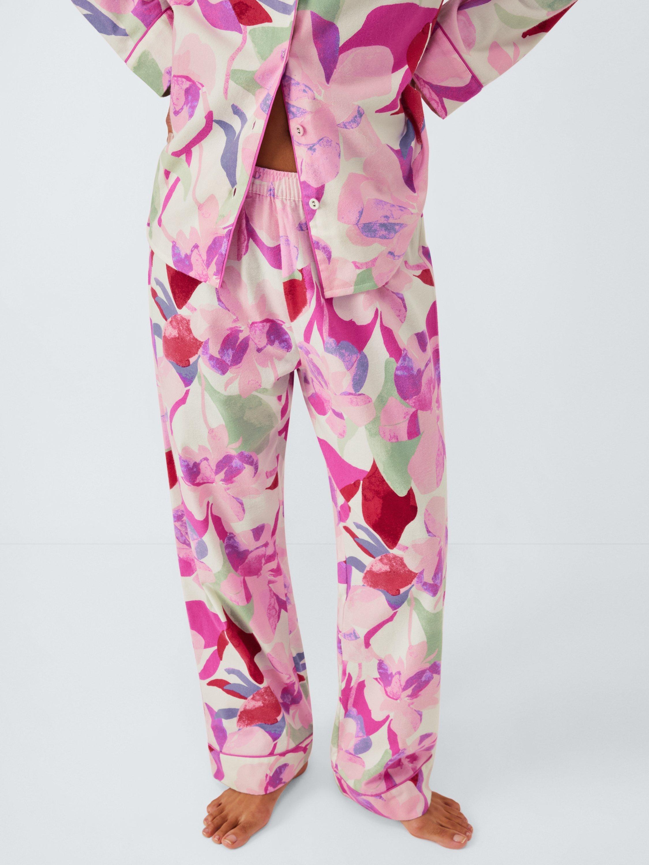 Product image 6 of 6, which shows John Lewis Floral Button Through Long Pyjama Set, Pink, 8